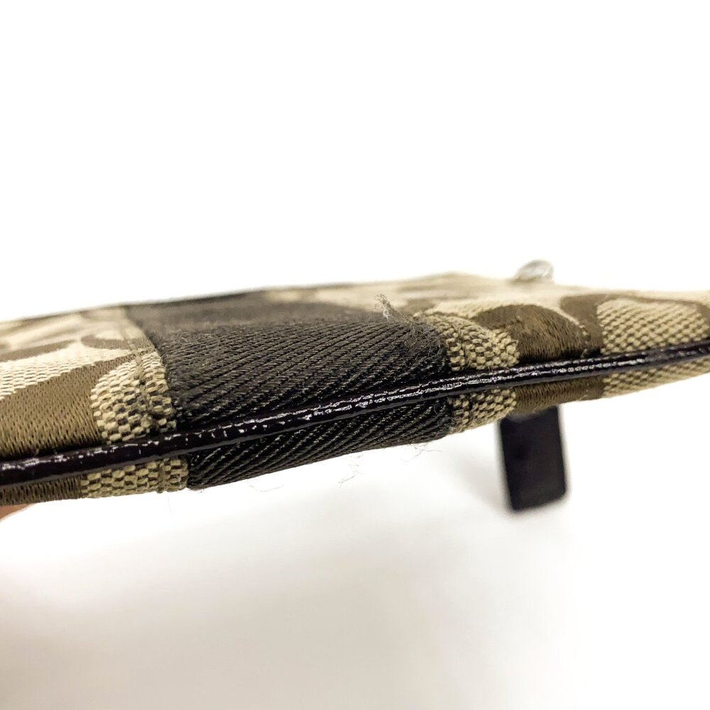 COACH Signature Canvas Wristlet Pouch w/Leather Trim - Picture 4 of 15